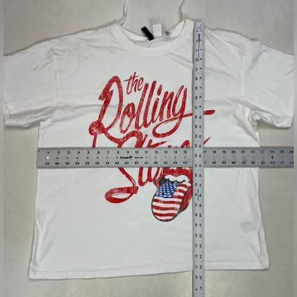 H&M The Rolling Stones Graphic T-shirt Women Large White Short Sleeve Music - Picture 5 of 5